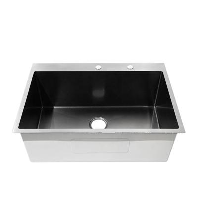 China Without Faucet 25x22 Inch Drop-in Top Mount Stainless Steel 2-Hole Single Bowl Kitchen Sink for sale