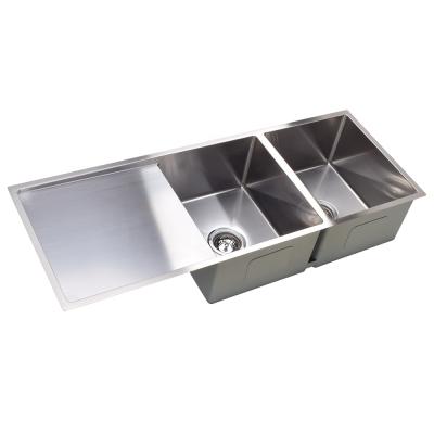 China Without Faucet Undermount Drainer Kitchen Sink Double Bowl Stainless Steel Sink for sale