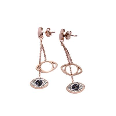 China Personalized Hiphop Rose Gold Ear Jewelry Titanium Steel Trend Wild Diamond Eye Stud Earrings for sale