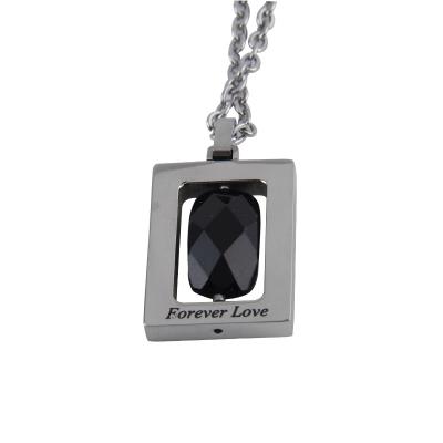 China Hiphop CATSON Necklaces Hiphop CATSON Stone Sand Stone Stainless Steel Shop Cavity Pendant Rotatable Square Black Custom QC Check for sale