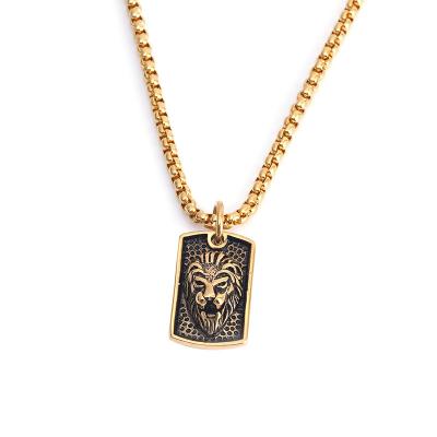 China Explosive Hiphop European and American Men's Fashionable Titanium Steel Lion Head Stainless Steel Pendant Hip Hop Necklace for sale