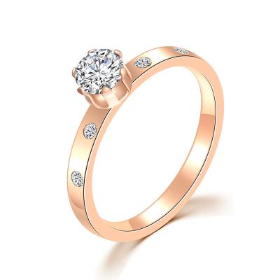 China TRENDY Big diamond ring rose gold titanium steel ring couple ring for sale