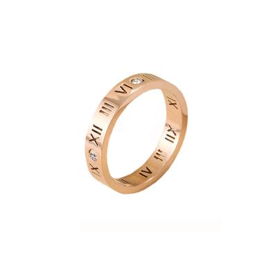 China TRENDY Big diamond ring rose gold titanium steel ring couple ring for sale