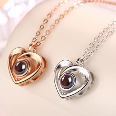 China KolyeProjection Love Memory Necklace Female 925 Sterling Silver Pendant 100 Tongues Romantic Ch Link Chain I Love You for sale