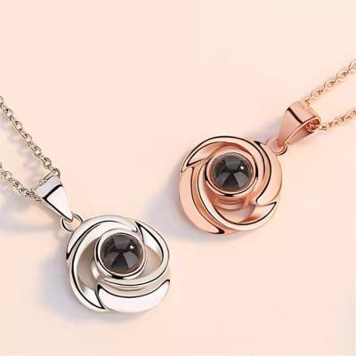 China 2022 Romantic Valentine's Day Gift 100 languages ​​ROSE necklaces I love you for valentine love jewelry SL-NC096 for sale