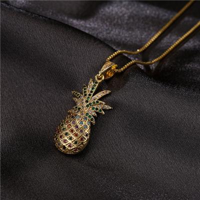 China Trendy Fashion Jewelry Pineapple Pendants Gold ZIRCON Necklace For Women Wholesale SL-N013 for sale