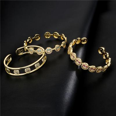 China SL-AG010 FASHION Bangle Charms Cubic Happy Smile Face New Arrival Designer Adjustable Charm Open Zirconia Bangles Bangles for sale