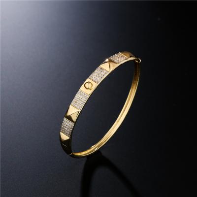 China FASHIONABLE High Quality SL-AG017 18k Gold Plated Zircon Bangles Bracelet For Women Jewelry for sale