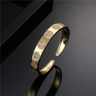 China SL-AG030 Amazone FASHIONABLE Hot Selling Gold Plated Smile Cuff Open Bangle Smiley Face Bangle For Women Jewelry for sale