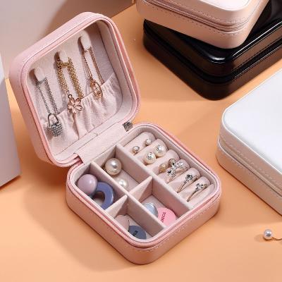 China Women Leather Girls Organizer Earring Ear Stud PU Leather Portable Jewelry Box Jewelry Packaging Gift Boxes Travel Jewelry Box for sale