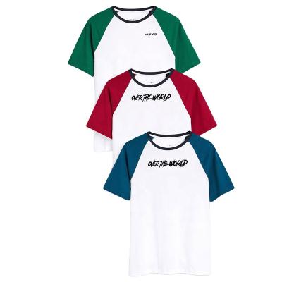 China Anti-wrinkle custom, shoulder show, slim type t-shirt color contrast t-shirt for sale