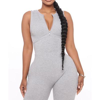 China 2021 QUICK DRY Trending Autumn Bodycon Overalls One Piece Zippers Overalls Womens Long Sleeve Casual Overalls For Women for sale