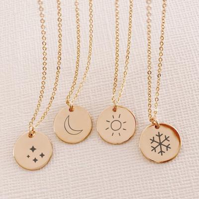 China Custom Cut Out Environmental Protection Fashion Women's Gifts Time Moon Sun Pattern Stainless Steel Gold Chain Necklace for sale