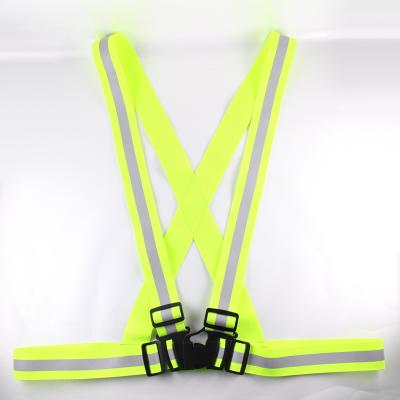 China 2020 Polyester Reflective Cheap Green Elastic Belt Safety Reflective Vest For Running for sale