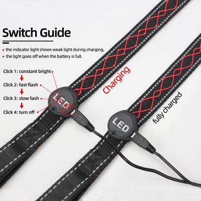 China New Arrival Lights Up Dog Leash Glow Led Reflective Dog Nylon Pet Dog Rechargeable Led Leash for sale