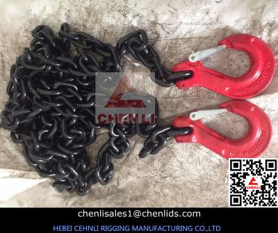 China 10mm Grade 80 chain with clevis slip hook,red color for sale