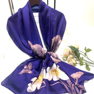 China Custom Wholesale Shiny Silk Scarf Digital Classical Long Printing Scarf For Women for sale