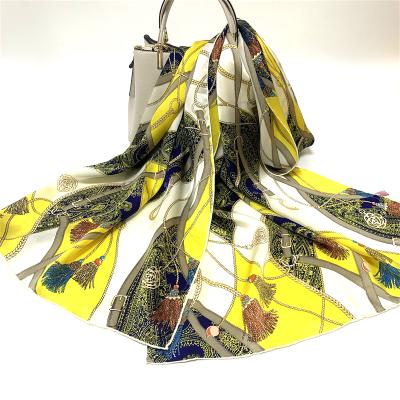 China Classic Popular 100% Silk Long Scarf Gorgeous Women Digital Printing Scarf for sale