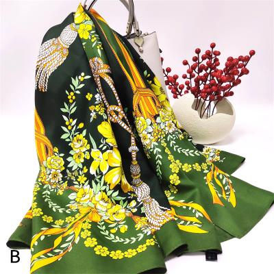 China Elegant Square Double Sided Digital Printing Chinese Silk Print Scarf Custom for sale