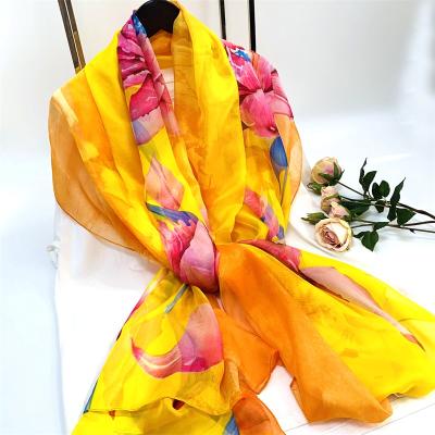 China Fashionable Wholesale Hot Sale Long Scarf Polyester Fashion Feel Women's Silk Scarf for sale