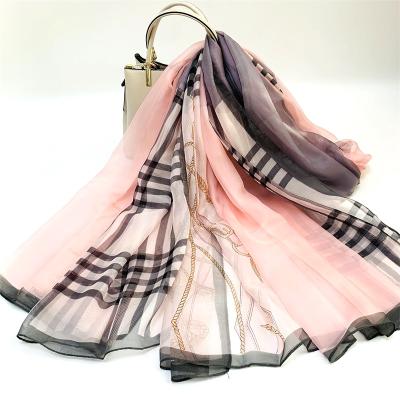 China Fashionable Feel High Quality Custom Silk Long Scarf Women Elegant Polyester Scarf for sale