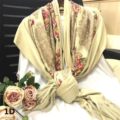 China Simulate Luxury Cashmere Factory Manufacturing To Custom Design Embroidery Women Imitation Cashmere Scarf for sale