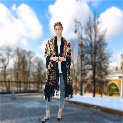 China 2022 Unique Herringbone Jacquard Woman Soft Warm Custom Shawl And Scarf With Fringe for sale