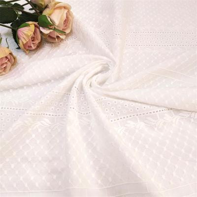 China Sustainable Customized 100% Organic Natural Cotton Fabric With Embroidery For Skirts Blouses Fabric for sale