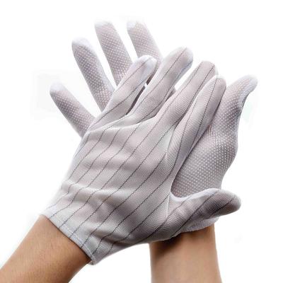 China Fivefinger Double Striped Dispensing Anti Static Work Gloves Antislip For Electronic for sale