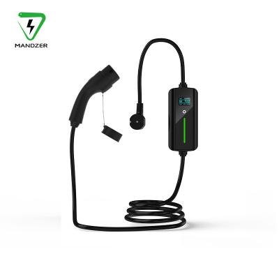 China Electric Car Screen Display MANDZER Current Adjustable Home 7.4kw Evse Ev Charger Portable Type Charger for sale