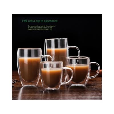 China Top Quality Minimalist Double Wall Widely Used Coffee Cups Environmental Friendly Glass With Handle for sale