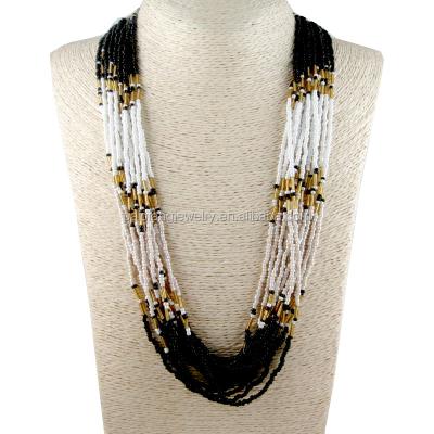 China Charming And Fashionable Latest Design Hot Selling Colorful Seed Bead Layered Necklace for sale