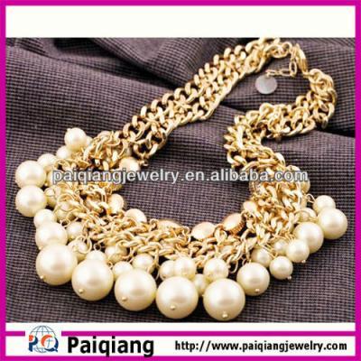 China Classic Metal Alloy Chain With Old Fashioned Pearl Necklace For Women for sale