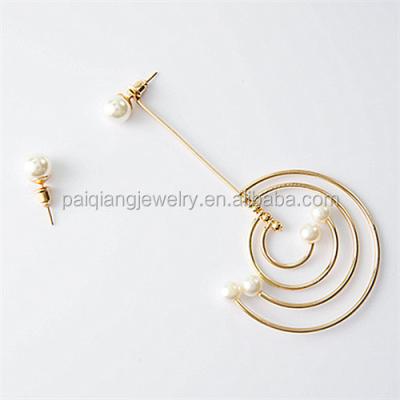 China Personality Fashionable Asymmetry Exaggerated Temperament Galaxy Pearl Earrings for sale