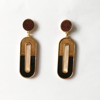 China Trendy Vintage Statement Women Earring Ethnic Long Drop Circle Wooden Earrings For Women Jewelry Gifts for sale