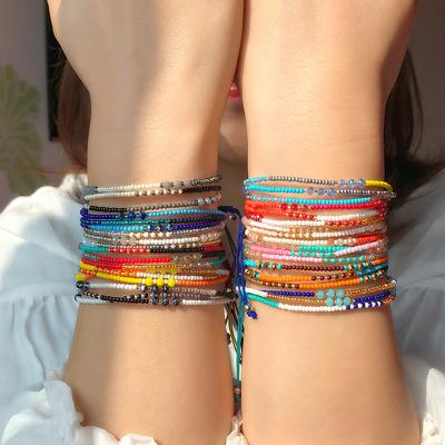 China BOHEMIA Women's Friendship Handmade Bohemian Bracelet Ethnic Colorful Seed Bead Charm Strand Bracelet for sale