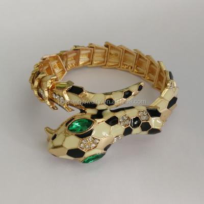 China Latest Design Jewelry Enamel Leather Elegant Faux Stone Animal Stretch Snake Bracelet for sale