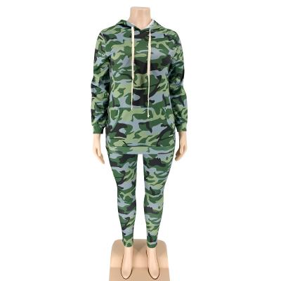 China Camouflage Print QUICK DRY Design Knitted Fashion Casual Suit Plus Size Women's Two Piece Suit for sale