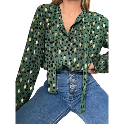 China 2021 flower long-sleeved shirt autumn and winter sale women's breathable warm slim top women's chiffon for sale