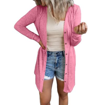 China 2021 QUICK DRY solid color hot-selling women's cut cardigan women's casual clothing long for sale