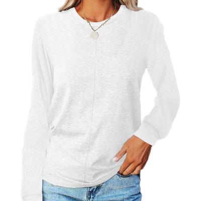 China 2021 Autumn QUICK DRY solid color stitching long sleeve round neck sports casual T-shirt for sale