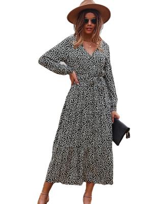 China Fashion anti-static women's long-sleeved dress with elegant temperament and large swing skirt for women for sale