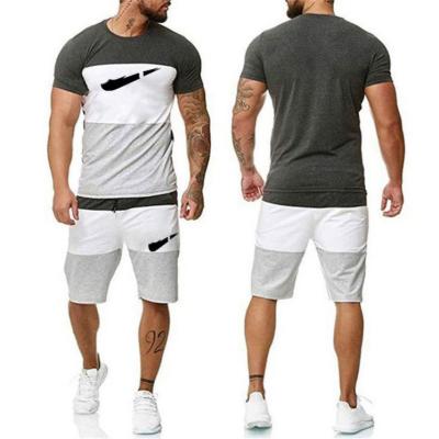 China Anti-pilling Summer Men Set Fitness Suit Sports Suits Short Sleeve T-Shirt + Quick Shorts Drying 2 Piece Set for sale