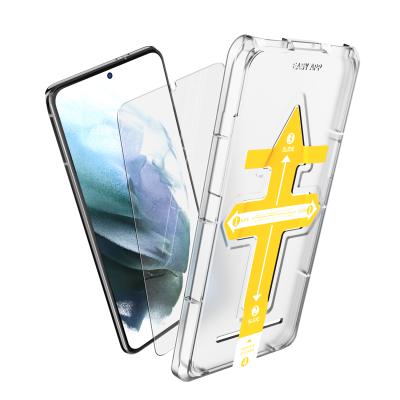 China Anti-fingerprint Mobile Phone Protector 9H Screen Protector Glass Tempered Glass For Samsung S21 Screen Protector With Easy Installation Tray for sale