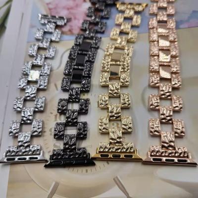 China Fanshion/sport For Apple Watch Band Buckle Strap Metal Strap Smartwatch Metal Band Stainless Steel Luxury Watch Chain Band Strap for sale