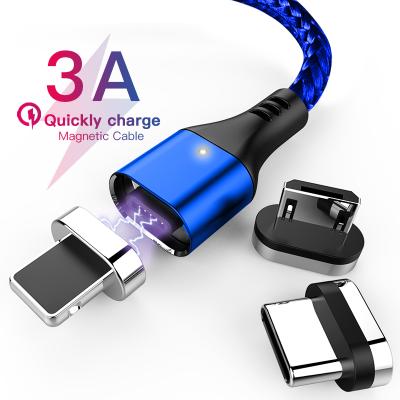 China MP3/MP4 Player 3 in 1 USB Led Cable 3A Fast Charging Magnetic Charging Cable For Iphone Data Cable for sale