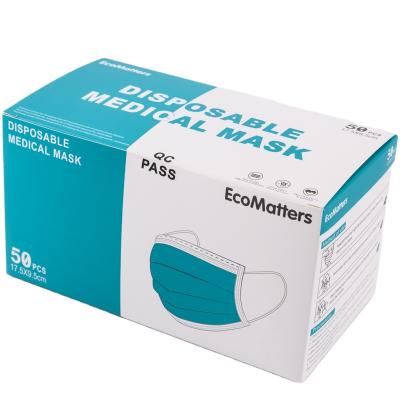 China 50PCS List Eco - Friendly White Box Packing Disposable Medical 3Ply Mask With CE Available for sale