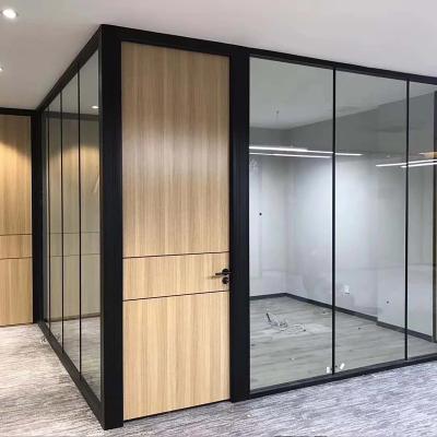 China Easy Installation Black Color Aluminum Partition And Glass Partition For Office Hotel And Hospital for sale