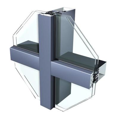 China Modern Frame A75 Curtain Wall Series Exposed Glass Facade Window Wall Glass Wall Unitized for sale