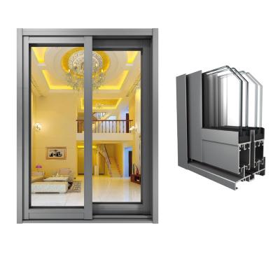 China Modern sliding door ATG80e Stip thermally powered cut-off profile mono rail aluminum updraft double single track broken glass door for sale